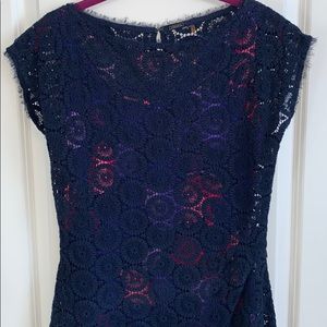 Elie Tahari lace dress with multicolor slip